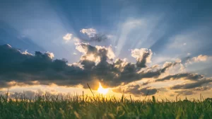 Sunset behind the clouds