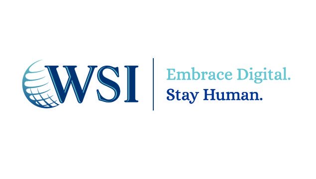 Wsi embrace digital stay human logo.