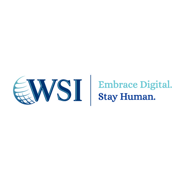 Wsi embrace digital stay human logo.