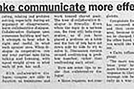Blurred newspaper article titled "how to make communicate more effectively