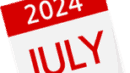 A calendar page pinned with a red pushpin displays the month of July 2024.