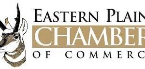 Logo of the Eastern Plains Chamber of Commerce featuring an illustration of a pronghorn antelope's head next to the organization's name.