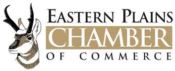 Logo of the Eastern Plains Chamber of Commerce featuring an illustration of a pronghorn antelope's head next to the organization's name.