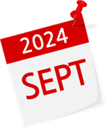 A calendar page showing September 2024 pinned with a red pushpin.