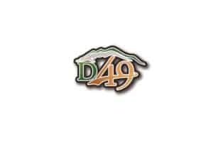 Logo featuring the text "D49" with stylized mountains in green above the letters, combining green and orange colors on a white background.