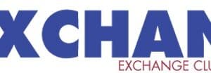 Logo of the Exchange Club of Falcon, CO, featuring the word "EXCHANGE" in large blue letters and the club's circular emblem on the left. "Exchange Club of Falcon, CO" is written below in smaller red letters.