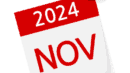 Calendar page with a red pushpin displays "2024 NOV.