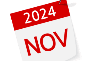 Calendar page with a red pushpin displays "2024 NOV.