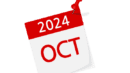 Illustration of a calendar page showing October 2024 with a red thumbtack.