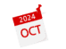 Illustration of a calendar page showing October 2024 with a red thumbtack.