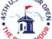 Logo for the 45th U.S. Senior Open at The Broadmoor, featuring a tower with a red flag and mountain outline.