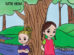 Illustrated book cover shows two girls standing by a tree with a stream and green hills in the background. Title reads "Into the Field: Tennessee Summer" by Katie Vieira.